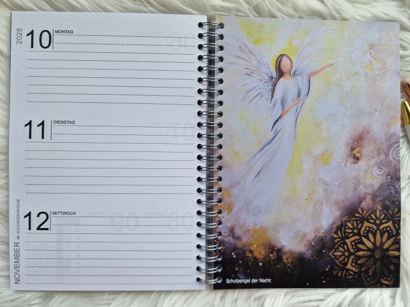 Bundle Engel-Terminplaner 2025 * mit Mäppchen (mit Kugelschreiber und Bleistift) und Postkarte * Geschenkset