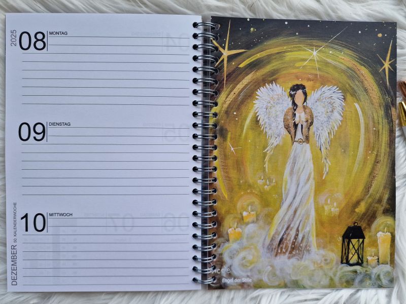 Bundle Engel-Terminplaner 2025 * mit Mäppchen (mit Kugelschreiber und Bleistift) und Postkarte * Geschenkset