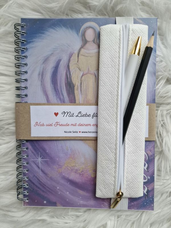 Bundle Engel-Terminplaner 2025 * mit Mäppchen (mit Kugelschreiber und Bleistift) und Postkarte * Geschenkset