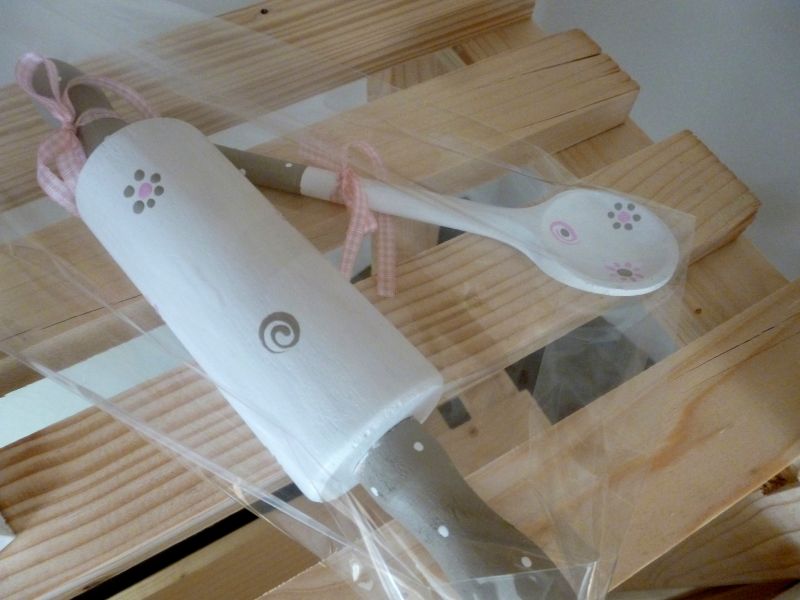 Nicht mehr verfügbar!! Set für die Kinderküche * Teigrolle, Kochlöffel * Shabby * Blümchen