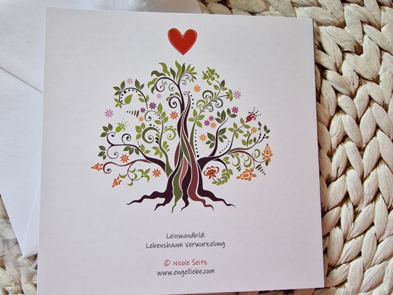Klappkarte quadratisch * Lebensbaum Verwurzelung * 14 x 14 cm * mit Kuvert
