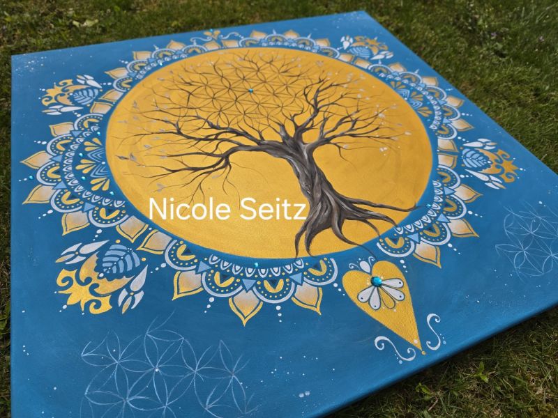 Leinwandbild (Original) * Lebensbaum * 70 x 70 cm * Kraftbaum * Mandala * Blume des Lebens