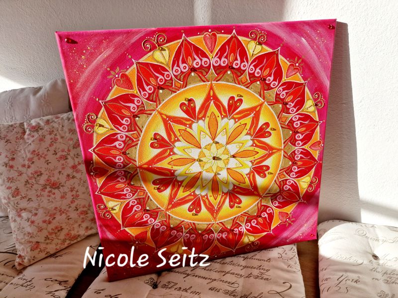 Leinwandbild (Original) * Mandala "Leuchtender Kreis" * 50 x 50 cm