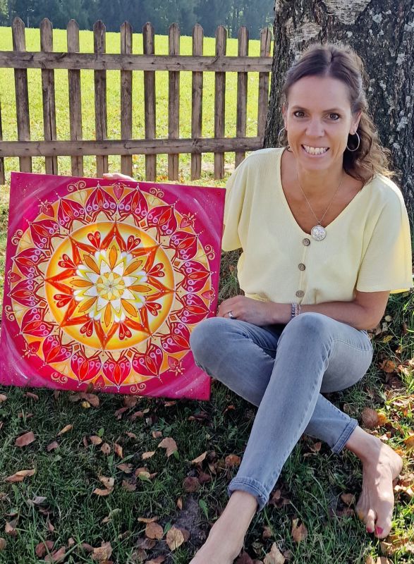 Leinwandbild (Original) * Mandala "Leuchtender Kreis" * 50 x 50 cm