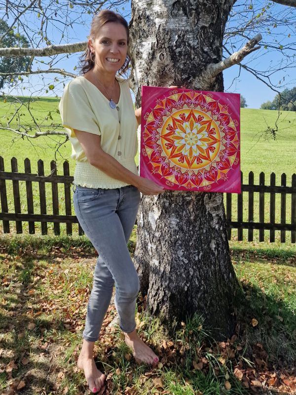 Leinwandbild (Original) * Mandala "Leuchtender Kreis" * 50 x 50 cm