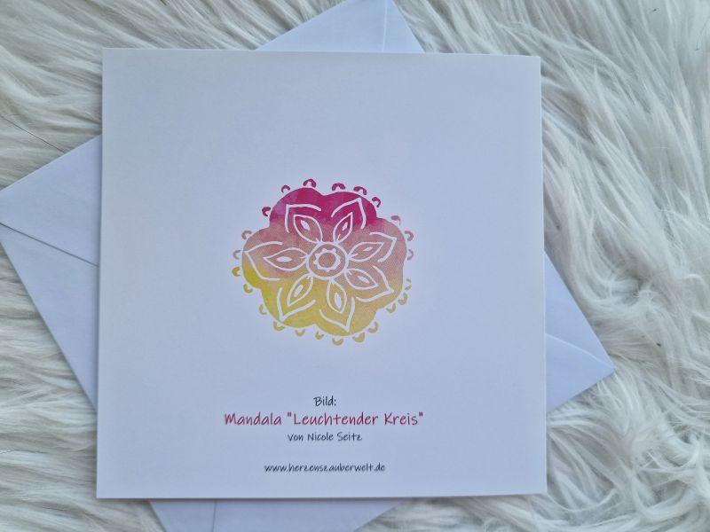 Klappkarte * Mandala "Leuchtender Kreis" 14 x 14 cm * mit Umschlag