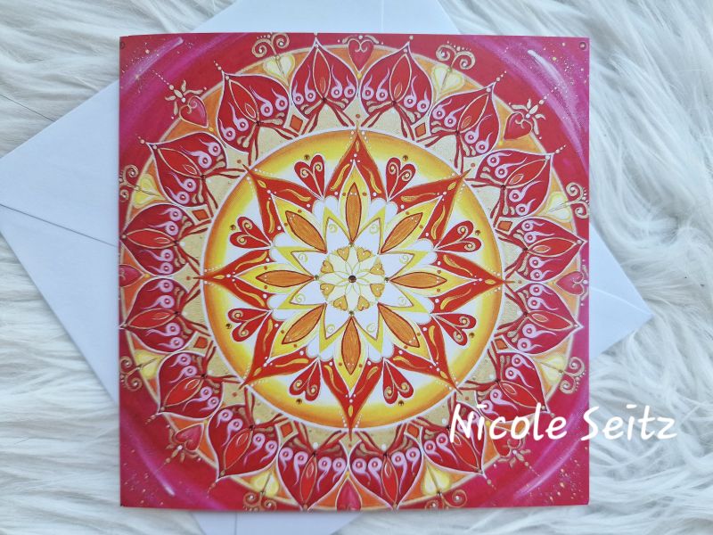 Klappkarte * Mandala "Leuchtender Kreis" 14 x 14 cm * mit Umschlag