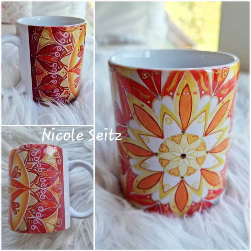 Tasse * Mandala "Leuchtender Kreis" 9,5 x 8 cm