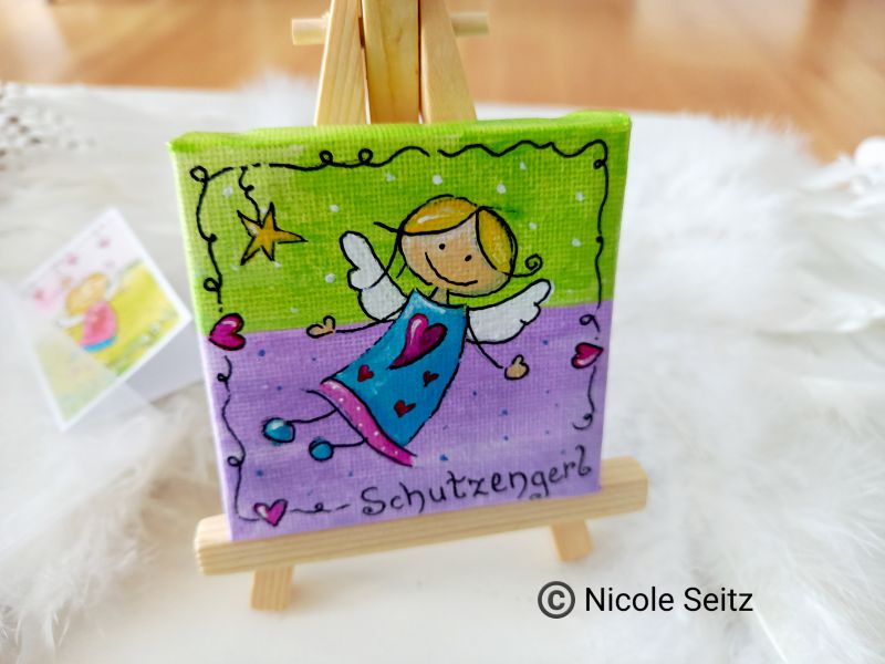 Schutzengerl * kleines Bild auf Staffelei * 7 x 7 cm