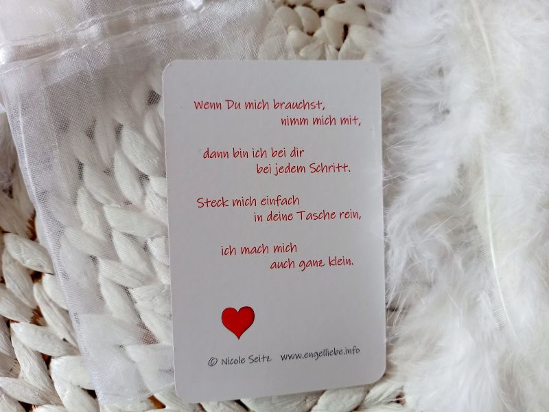 Hosentaschen-Schutzengel in Organza-Säckchen mit Spruchkärtchen