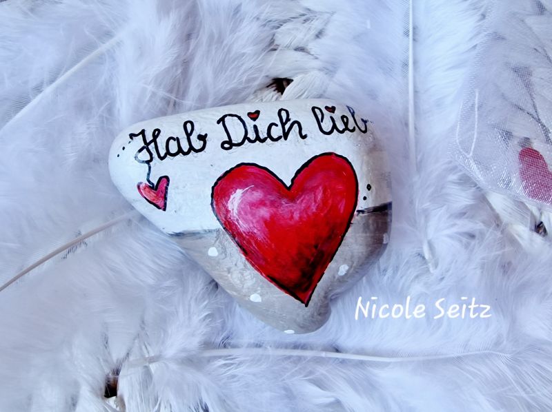 Stein * Hab Dich lieb * 5 x 6 x 1,5 cm * Herz