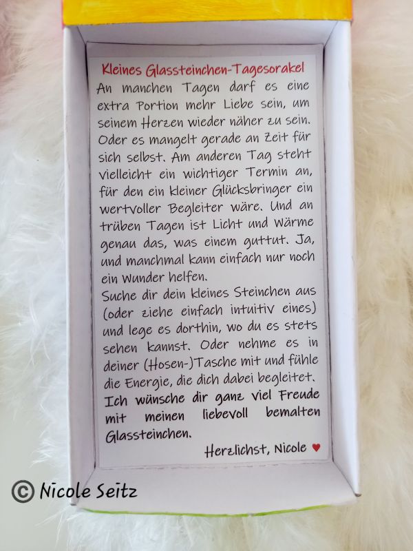 Kleines Glassteinchen-Tagesorakel * Nimm dir, was DU brauchst * Liebe, Wärme, Glück, Wunder, Zeit