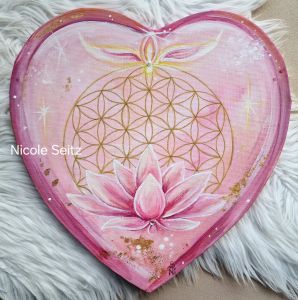 Herzensbild * Lotusblume * Blume des Lebens * Engel * 30 x 30 cm * Herzform