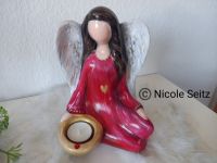 Engellicht handbemalt * Goldlicht * Herz * Höhe 21 cm * Keramik