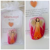 Hosentaschen-Schutzengel * Pink-Orange * 5 x 3,4 x 1,3 cm